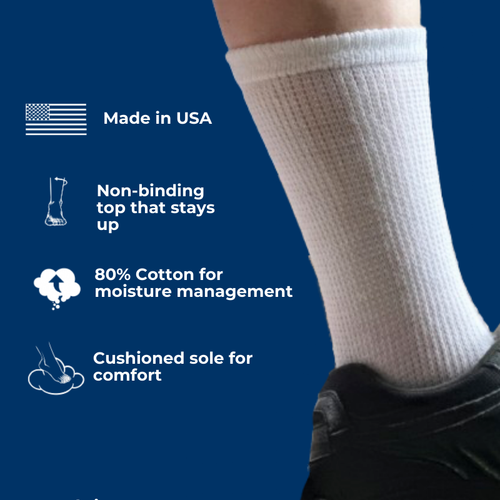 Men's Cotton Diabetic Crew Socks (6 Pair)